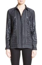 Women's Versace Collection Baroque Print Silk Blouse Us / 44 It - Grey