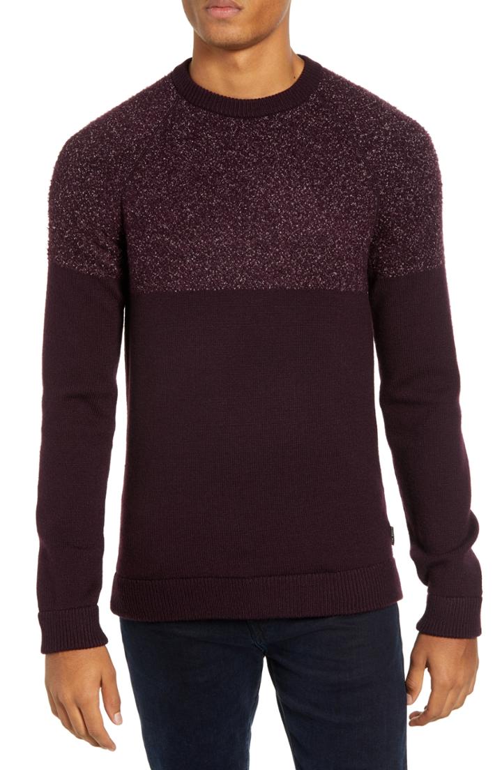 Men's Ted Baker London Arks Slim Fit Textured Crew Sweater (m) - Red