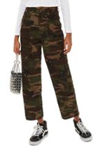 Women's Topshop Sonny Camouflage Corduroy Trousers Us (fits Like 14) - Green