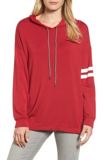 Women's Velvet By Graham & Spencer Stripe Sleeve Hoodie - Red