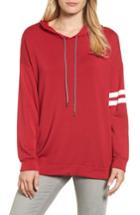 Women's Velvet By Graham & Spencer Stripe Sleeve Hoodie - Red