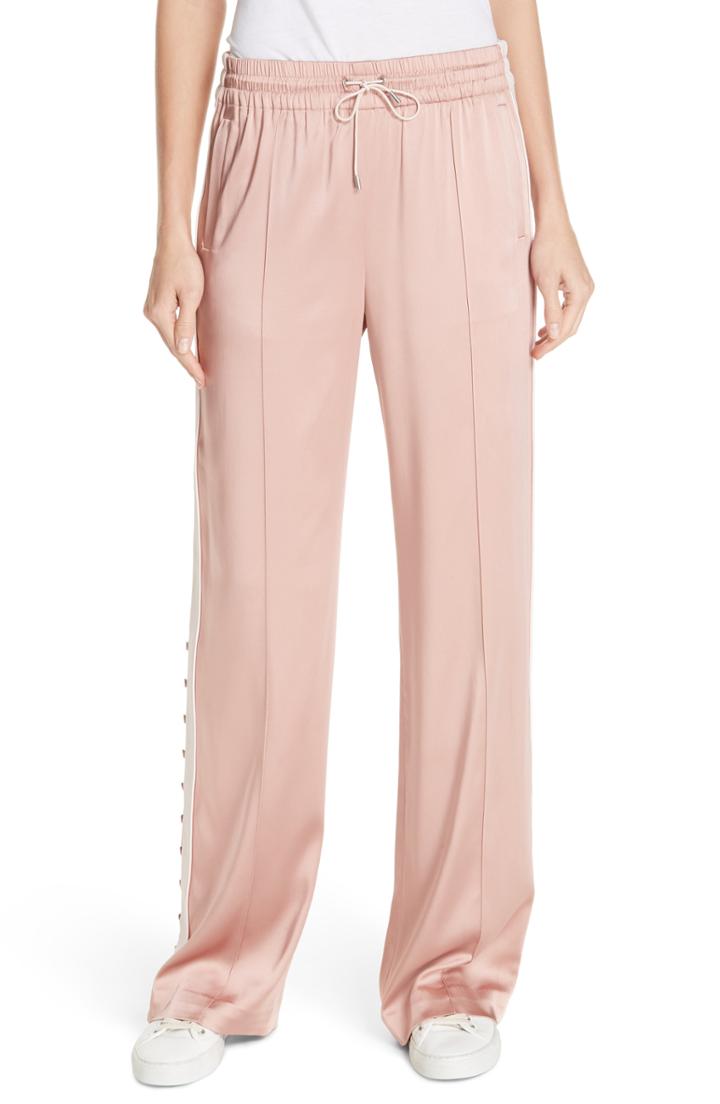 Women's Jonathan Simkhai Satin & Crepe Track Pants - Pink