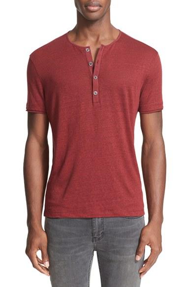 Men's John Varvatos Collection Linen Henley T-shirt