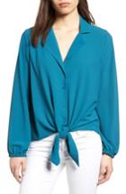 Women's Gibson Relaxed Tie Front Top - Blue/green