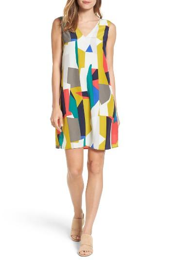 Petite Women's Halogen V-neck Shift Dress, Size P - Green