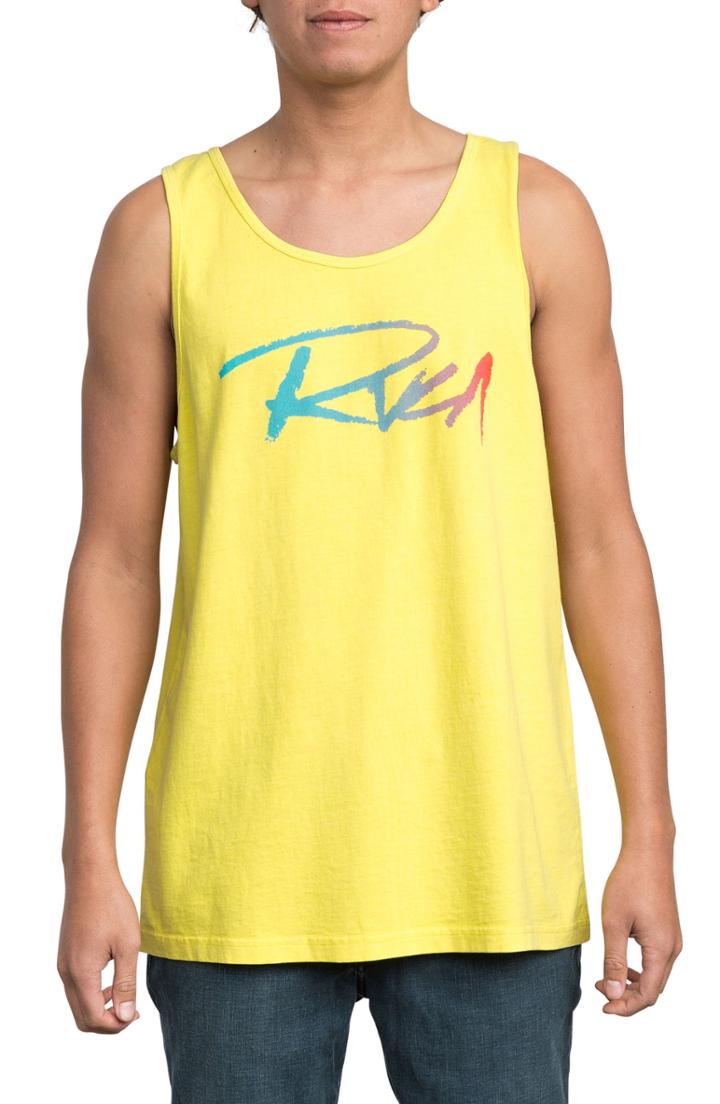 Men's Rvca Scratch Tank, Size - Yellow
