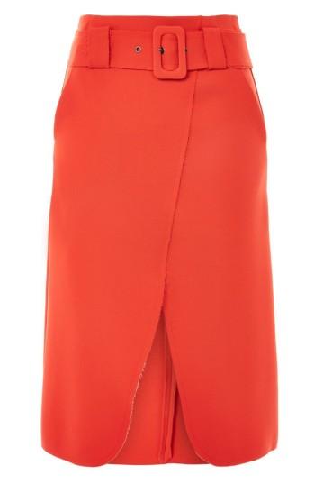 Women's Topshop Belted Curve Faux Wrap Skirt Us (fits Like 0) - Red