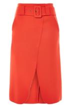 Women's Topshop Belted Curve Faux Wrap Skirt Us (fits Like 0) - Red
