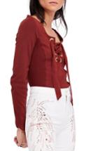 Women's Free People Looking Back Lace-up Top - Burgundy