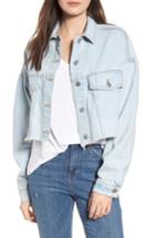 Women's Topshop Bleached Cutoff Denim Jacket Us (fits Like 0) - Blue