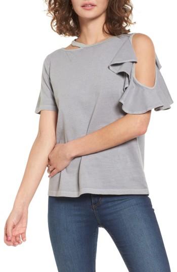 Women's Bp. Ruffle Cutout Tee - Grey