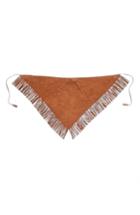 Women's Saint Laurent Fringed Suede Triangle Scarf, Size - Brown