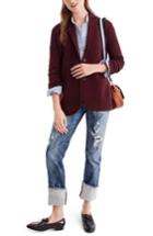 Women's J.crew Merino Wool Sweater Blazer - Burgundy