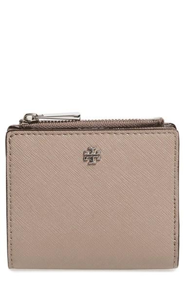 Women's Tory Burch 'mini Robinson' Leather Wallet - Grey