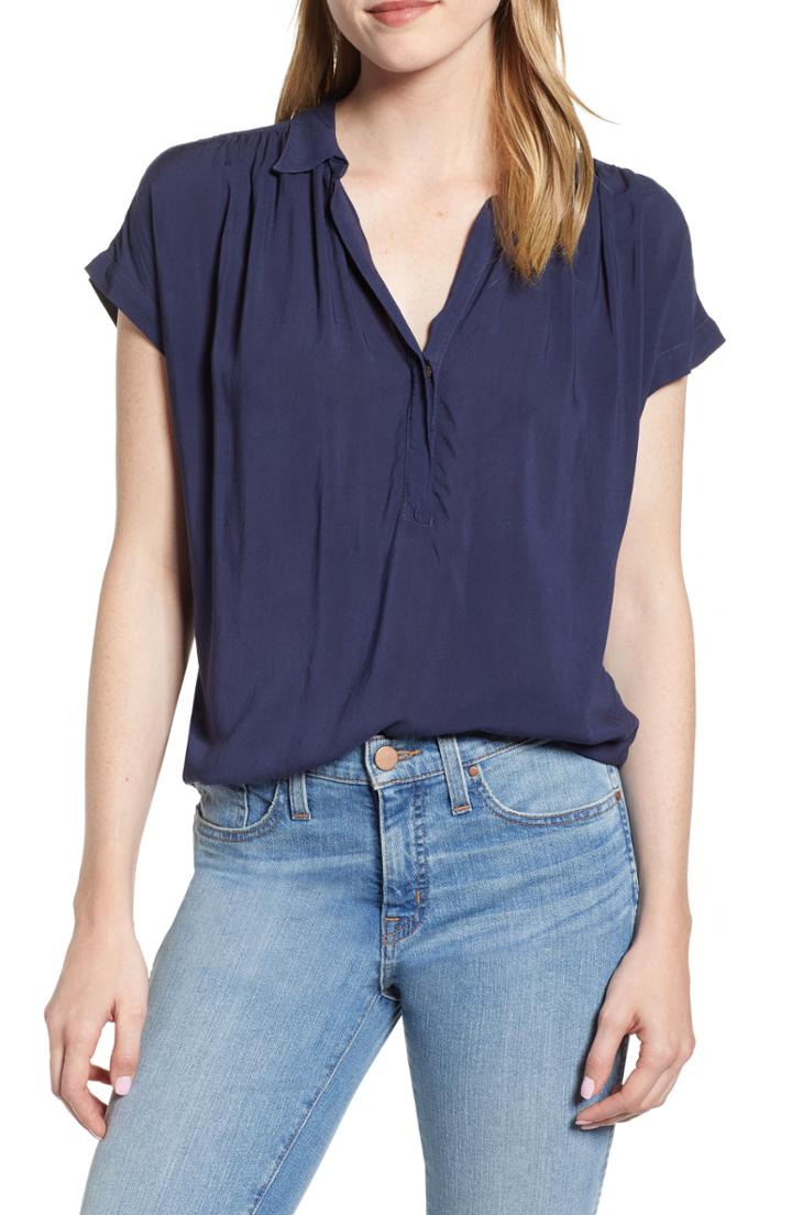 Women's Velvet By Graham & Spencer Henley Challis Top - Blue