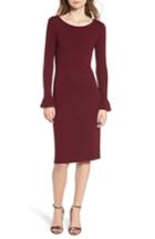 Women's One Clothing Ruffle Sleeve Ribbed Midi Dress - Burgundy
