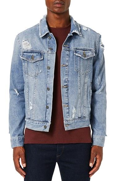 Men's Topman Distressed Denim Jacket