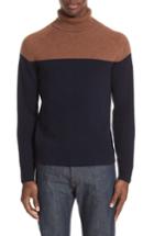Men's Eleventy Colorblock Cashmere Turtleneck Sweater - Beige