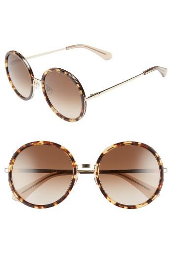 Women's Kate Spade New York Lamonica 54mm Gradient Lens Round Sunglasses - Havana/ Gold
