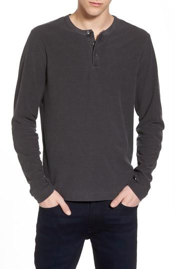 Men's James Perse Regular Fit Micro Stripe Henley Shirt (xs) - Grey