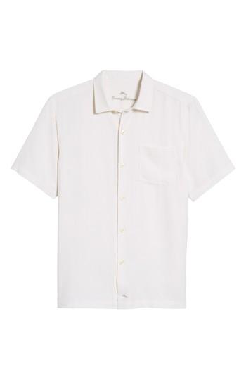 Men's Tommy Bahama Oasis Jacquard Silk Sport Shirt, Size - White