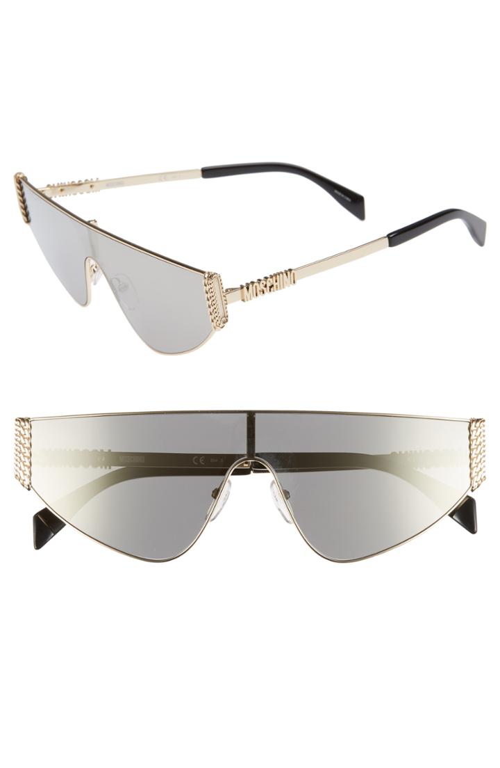 Women's Moschino 132mm Shield Sunglasses - Gold
