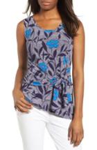 Women's Chaus Pacific Ruched Tie Front Knit Top - Blue