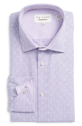 Men's Ted Baker London Yahya Trim Fit Check Dress Shirt .5 32/33 - Purple