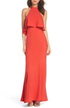 Women's Xscape Crepe Popover Halter Gown - Red