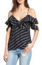 Women's Kendall + Kylie Pinstripe Ruffle Faux Wrap Camisole - Blue