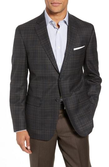 Men's John W. Nordstrom Traditional Fit Plaid Wool Sport Coat S - Grey