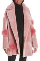 Women's Anne Vest Peony Genuine Shearling Coat Us / 34 De - Pink