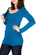 Women's Nom Ruched Long Sleeve Maternity Top - Blue