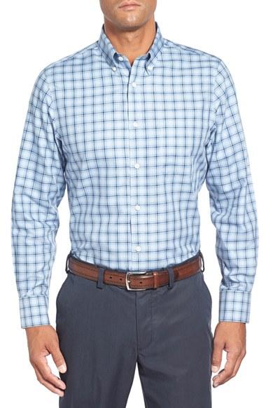 Men's Nordstrom Men's Shop Smartcare(tm) Regular Fit Plaid Sport Shirt - Blue