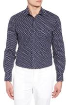 Men's David Donahue Regular Fit Dot Print Sport Shirt - Blue