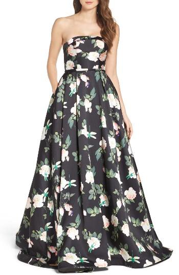 Women's Ieena For Mac Duggal Floral Strapless Bustier Ballgown