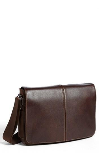 Boconi 'tyler' Slim Leather Laptop Briefcase Coffee/ Khaki