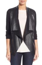 Women's Michael Michael Kors Faux Leather & Knit Cardigan - Black