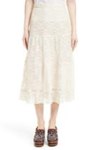 Women's See By Chloe Pleated Lace Midi Skirt Us / 36 It - Ivory
