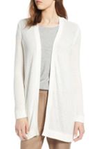 Petite Women's Halogen Textured Cotton Knit Cardigan P - Ivory
