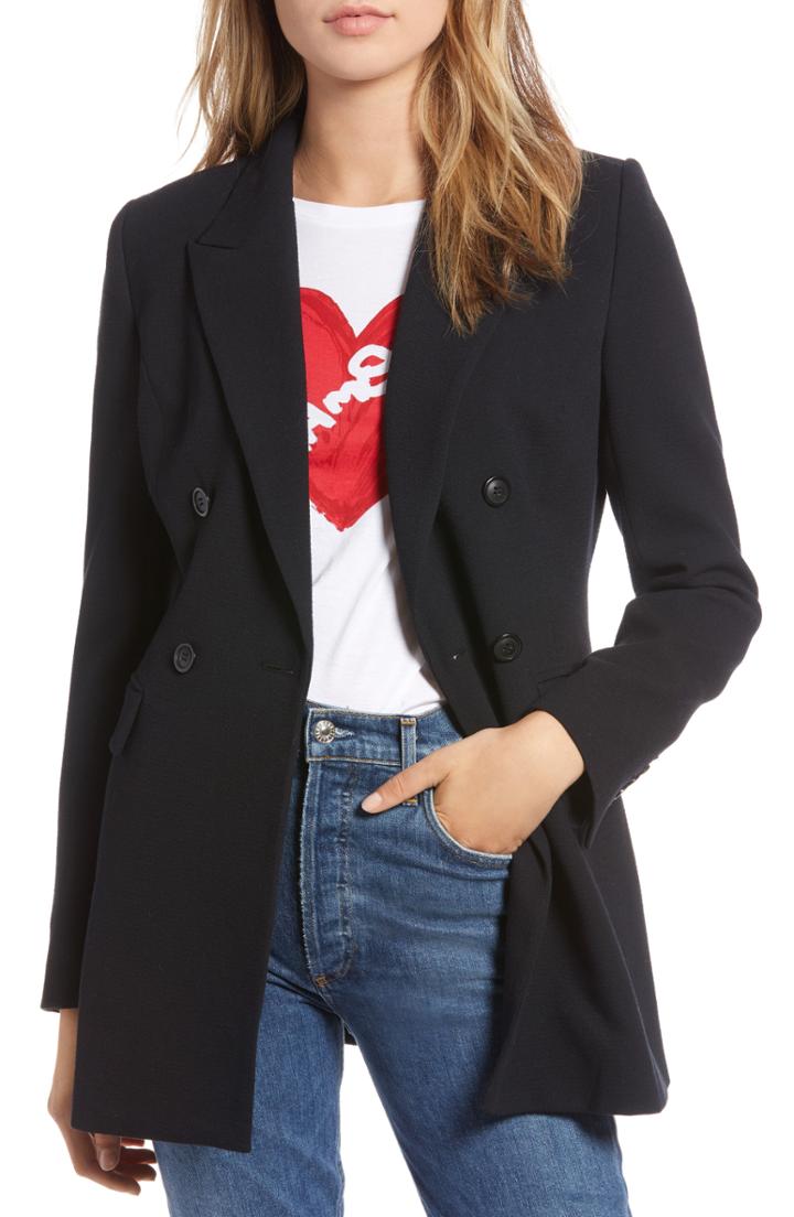 Women's 1901 Double Breasted Crepe Blazer (similar To 14w) - Black