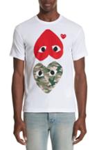 Men's Comme Des Garcons Play Camo Double Heart T-shirt - White