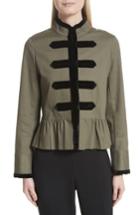 Women's Kate Spade New York Velvet Trim Military Jacket - Green