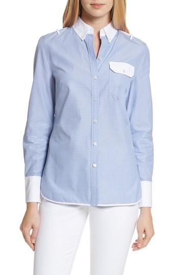 Women's Tory Burch Piper Contrast Cotton Top - Blue