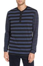 Men's Slate & Stone Striped Long Sleeve Henley T-shirt, Size - Blue