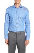 Men's Nordstrom Men's Shop Trim Fit Check Dress Shirt - 32/33 - Blue