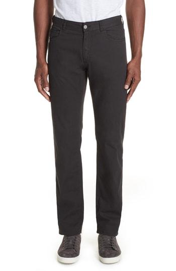 Men's Canali Stretch Cotton & Silk Five Pocket Trousers Eu - Black