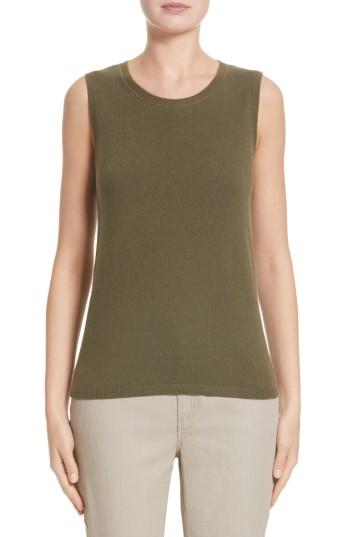 Women's Lafayette 148 New York Chain Detail Cashmere Shell, Size - Green