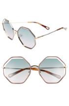 Women's Chloe 58mm Octagonal Halo Lens Sunglasses - Havana/ Green Rose