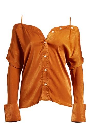 Women's Alpha & Omega Satin Off The Shoulder Blouse